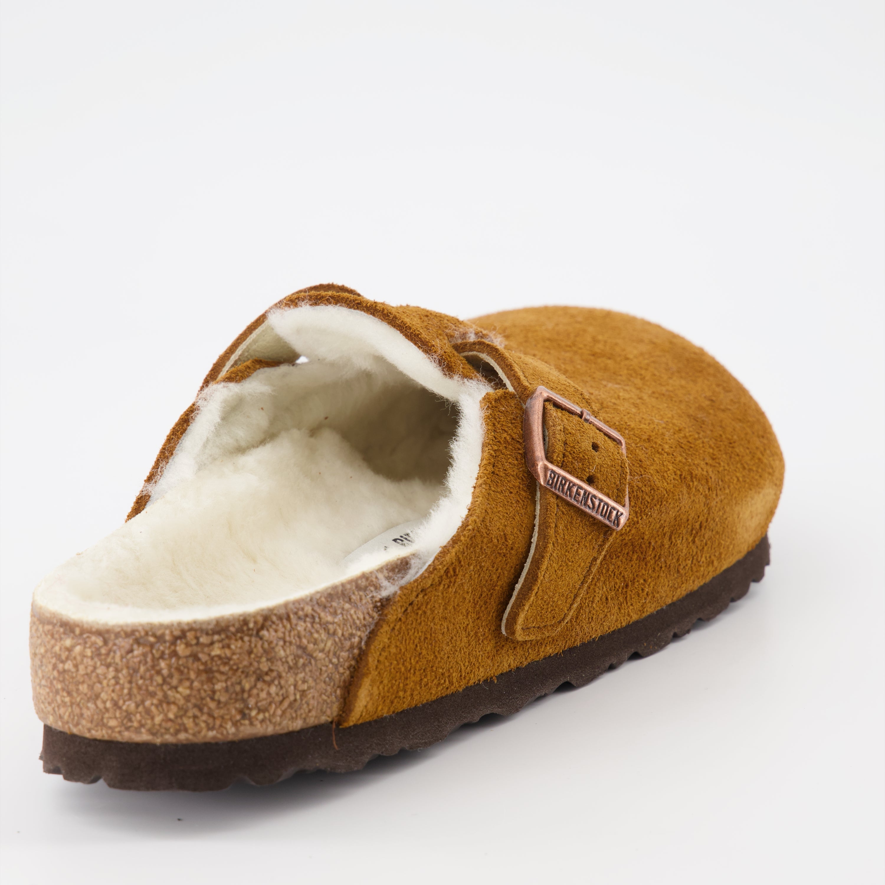 Chaussures ouvertes Mules Boston en fourrure Birkenstock Marron Homme