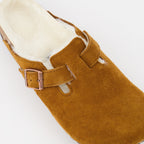 Chaussures ouvertes Mules Boston en fourrure Birkenstock Marron Homme