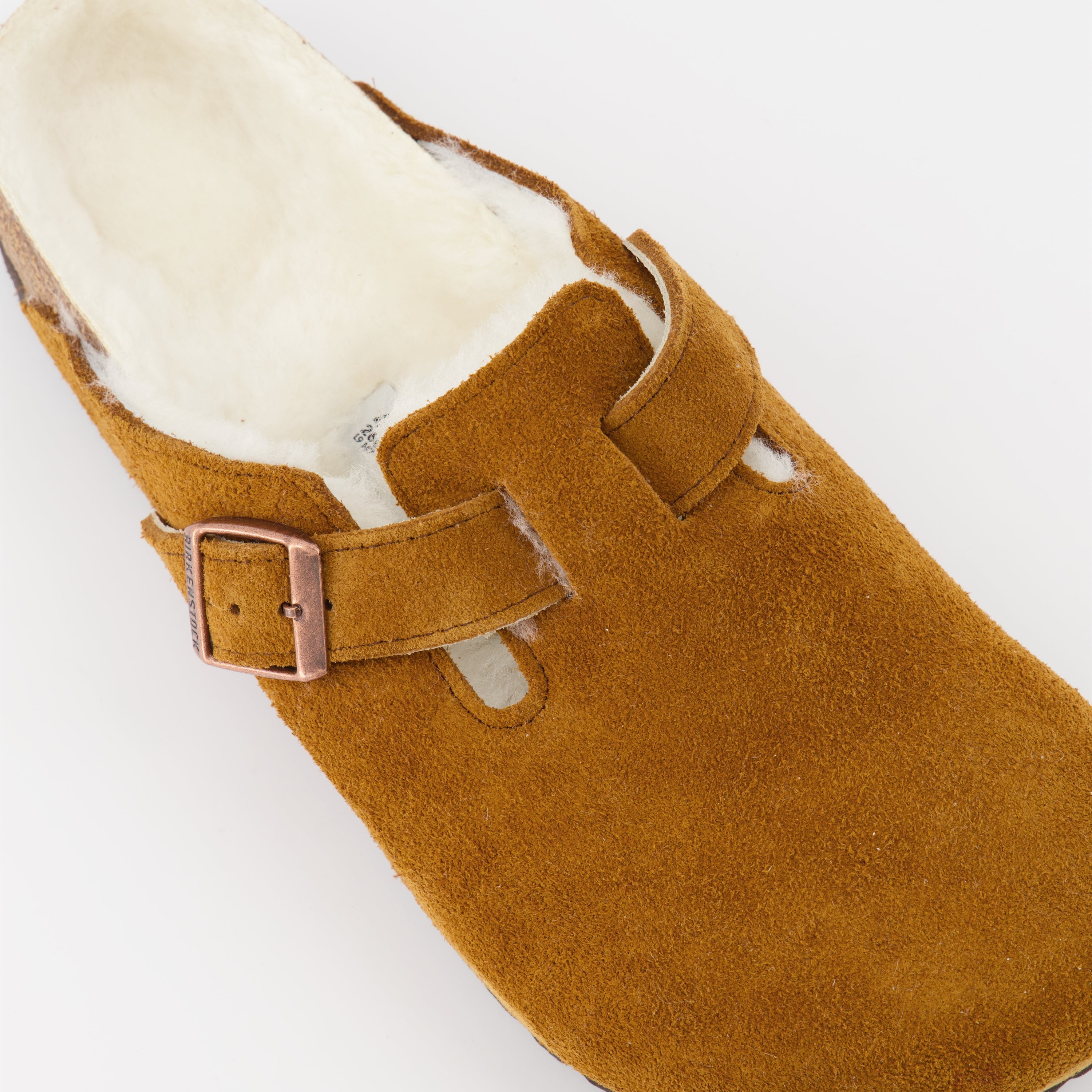 Chaussures ouvertes Mules Boston en fourrure Birkenstock Marron Homme