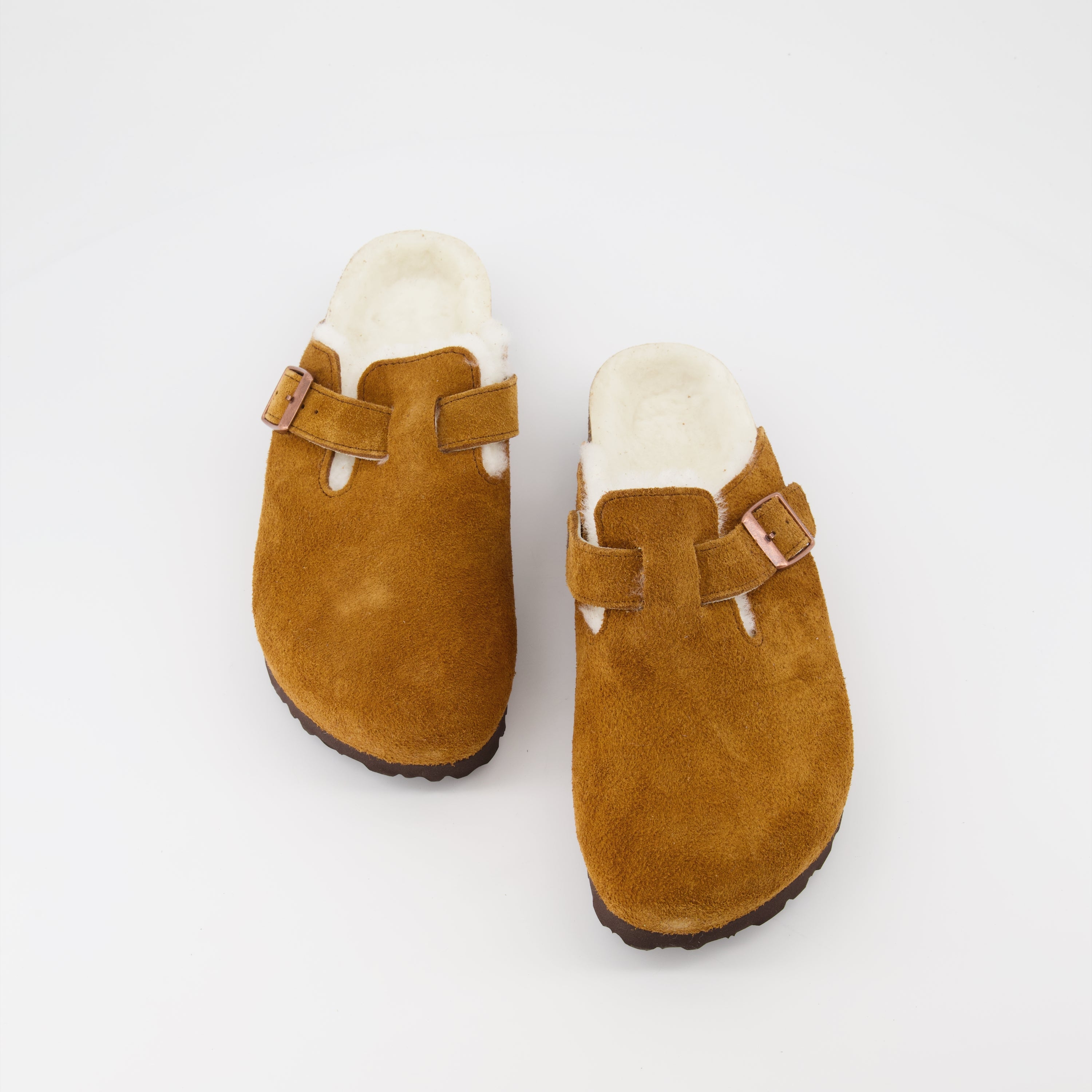 Offene schuhe Boston Fur Mules Birkenstock Braun Femme