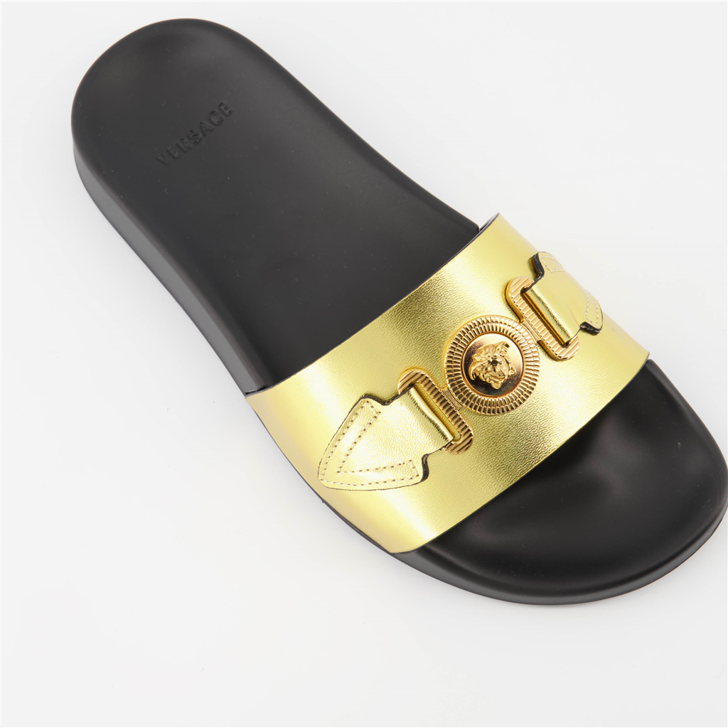 Zapatos abiertos Claquettes Medusa Versace Oro Femme