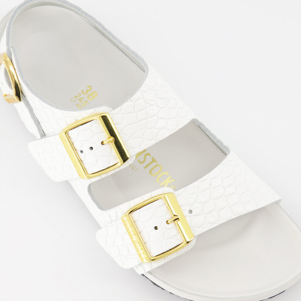 Zapatos abiertos Claquettes Milano Birkenstock Blanco Femme