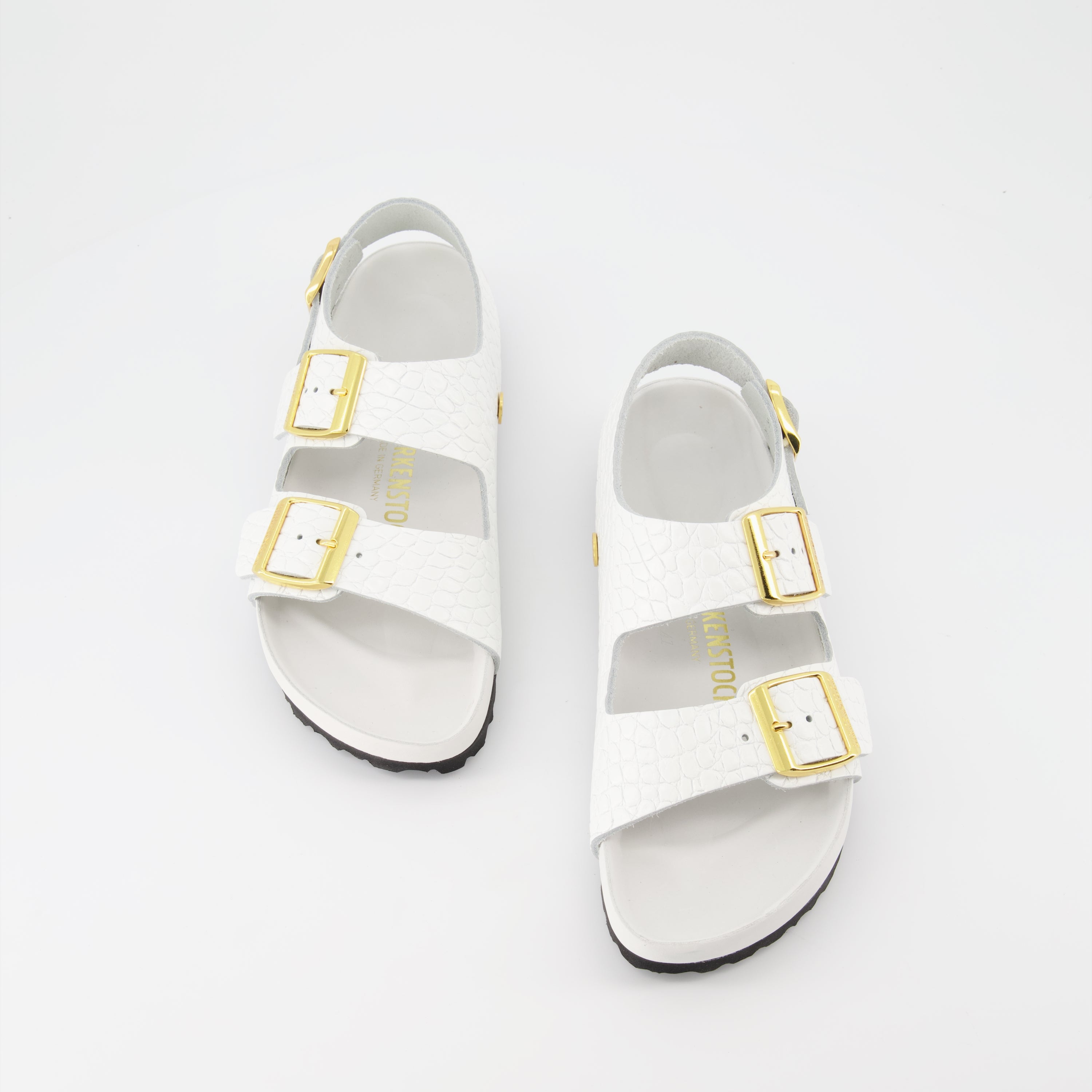 Sapatos abertos Claquettes Milano Birkenstock Branco Femme