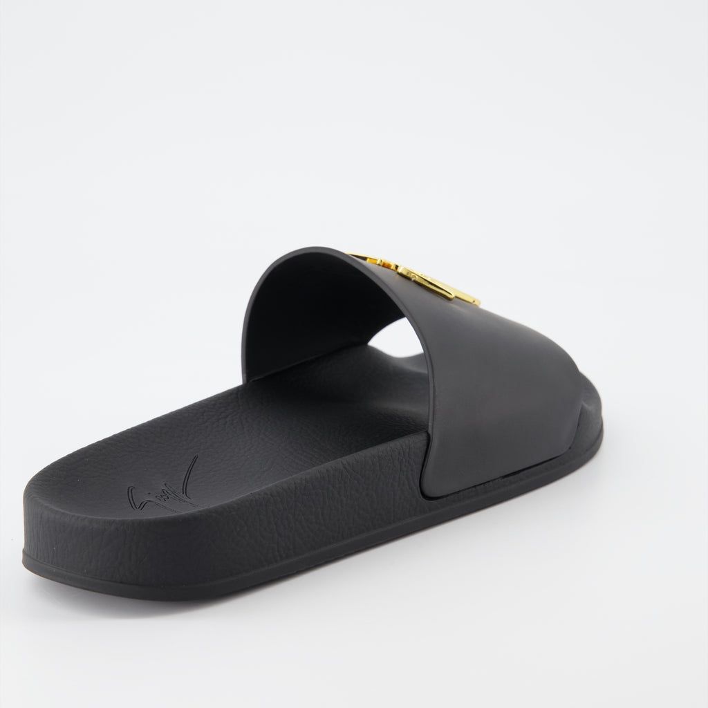 Offene schuhe Claquettes à logo Giuseppe Zanotti Schwarz Homme