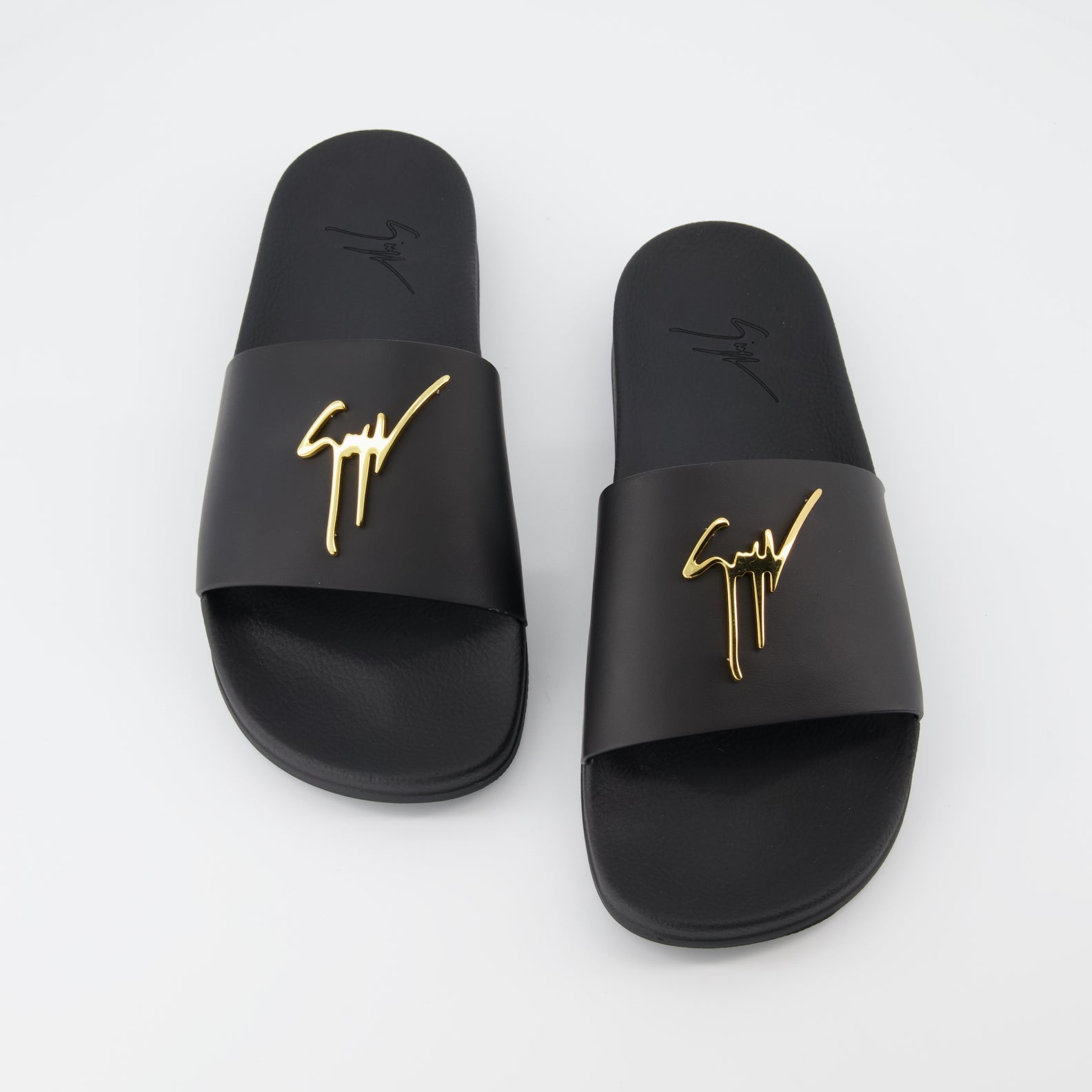 Offene schuhe Claquettes à logo Giuseppe Zanotti Schwarz Homme