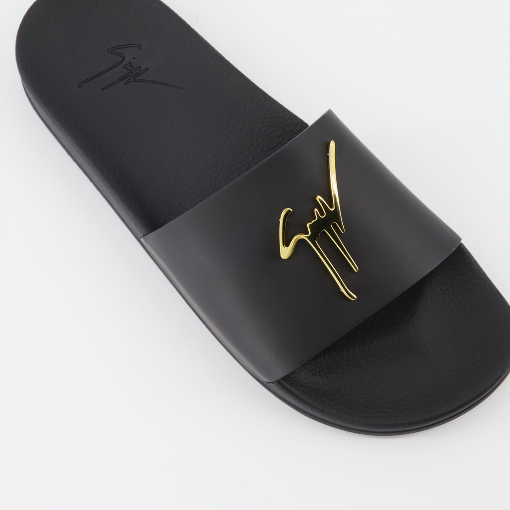 Offene schuhe Claquettes à logo Giuseppe Zanotti Schwarz Homme
