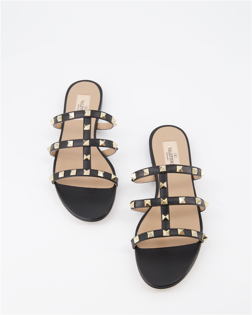 Zapatos abiertos Claquettes Rockstud Valentino Garavani Negro Femme