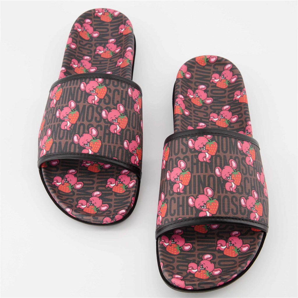 Zapatos abiertos Claquettes monogrammées Moschino Marrón Homme