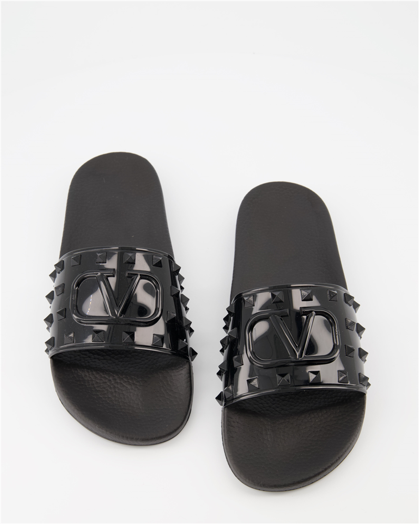 Sapatos sociais Claquettes Summer VLogo en caoutchouc kaki Valentino Garavani Preto Homme