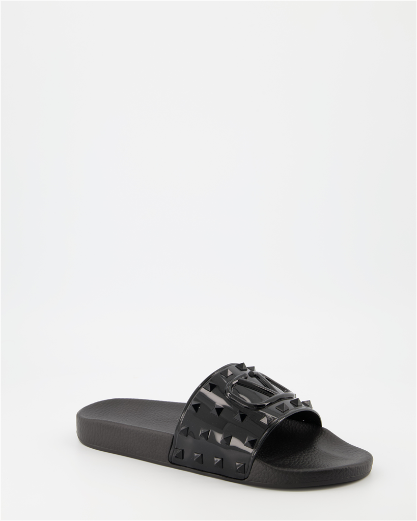 Sapatos sociais Claquettes Summer VLogo en caoutchouc kaki Valentino Garavani Preto Homme