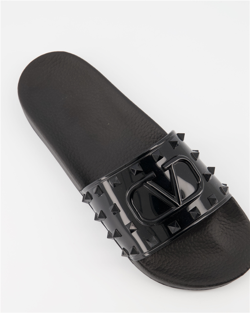 Sapatos sociais Claquettes Summer VLogo en caoutchouc kaki Valentino Garavani Preto Homme