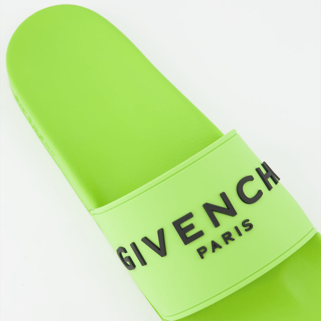 Offene schuhe Claquettes à logo Givenchy Grün Homme