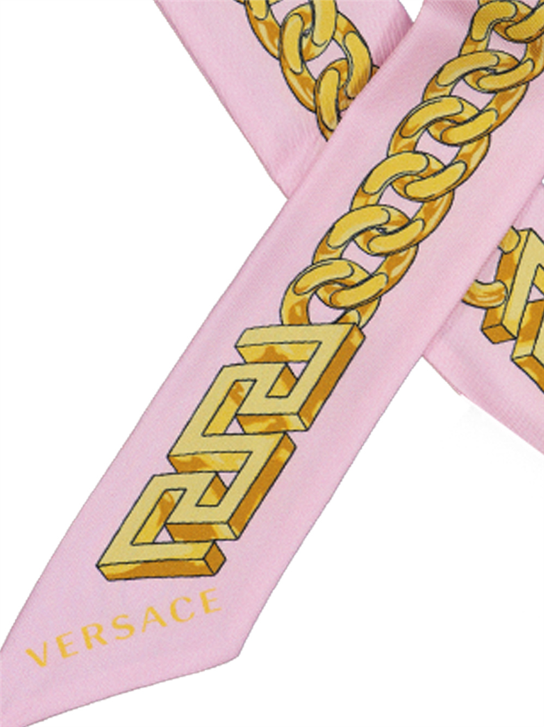 Lenços e luvas Cravate foulard Chain Versace Rosa Femme