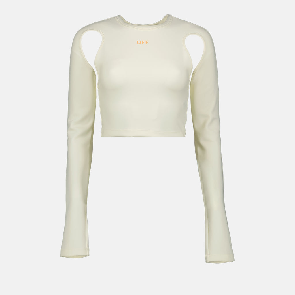 Crop top en soie beige