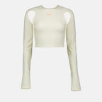 Crop top en soie beige