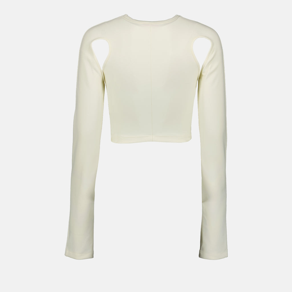 Crop top en soie beige