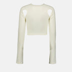 Crop top en soie beige