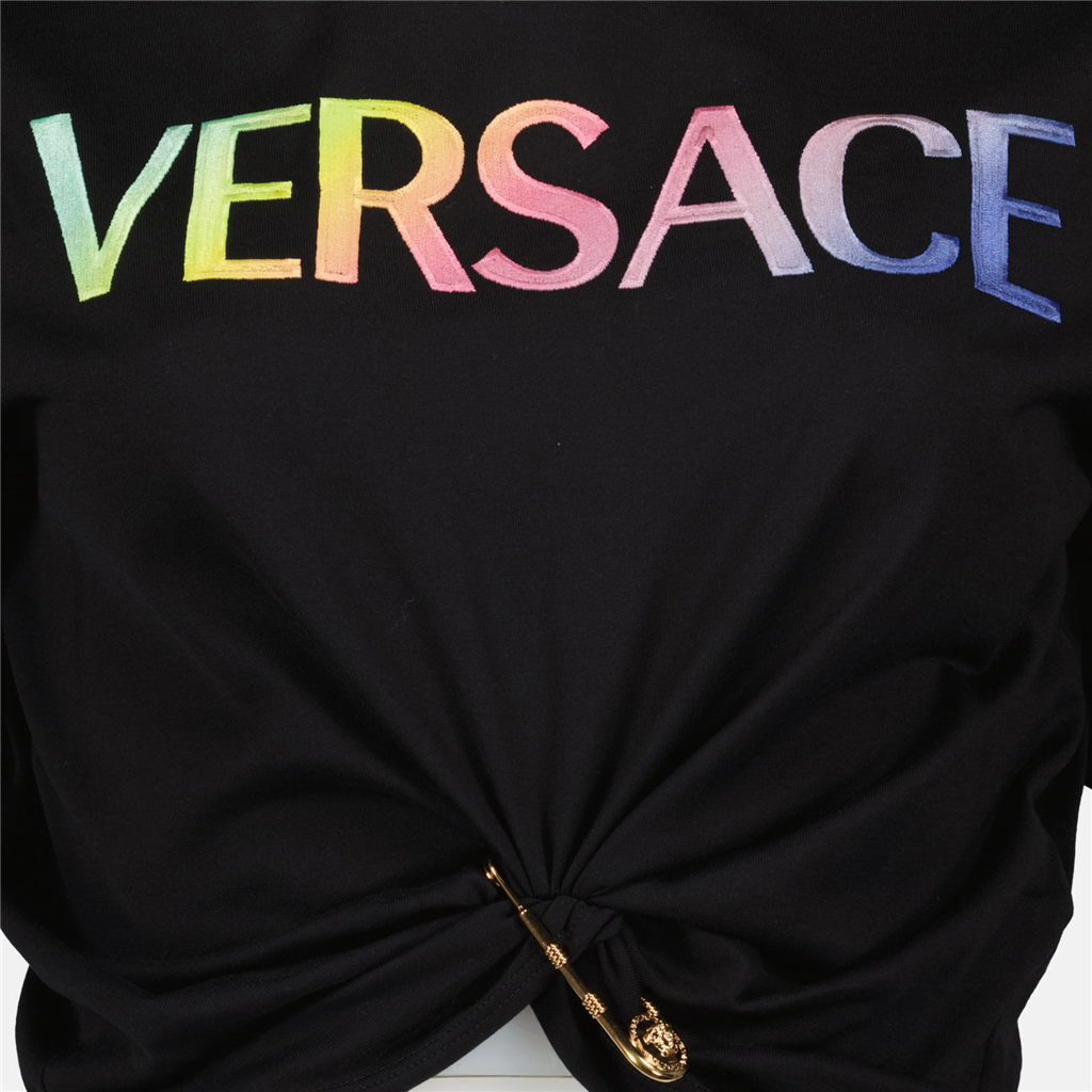 Tops Crop-top Safety Pin Versace Negro Femme