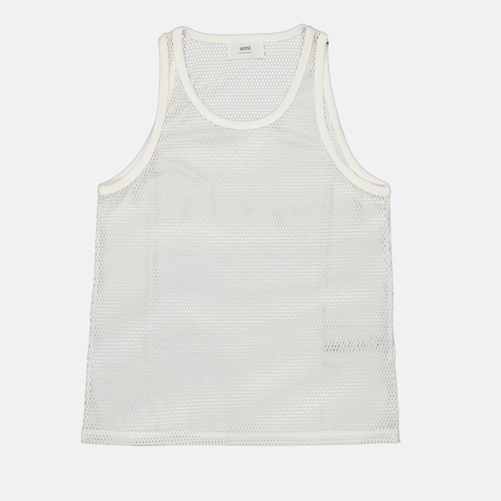 티셔츠 Débardeur en résille Ami PARIS 하얀색 남여공용