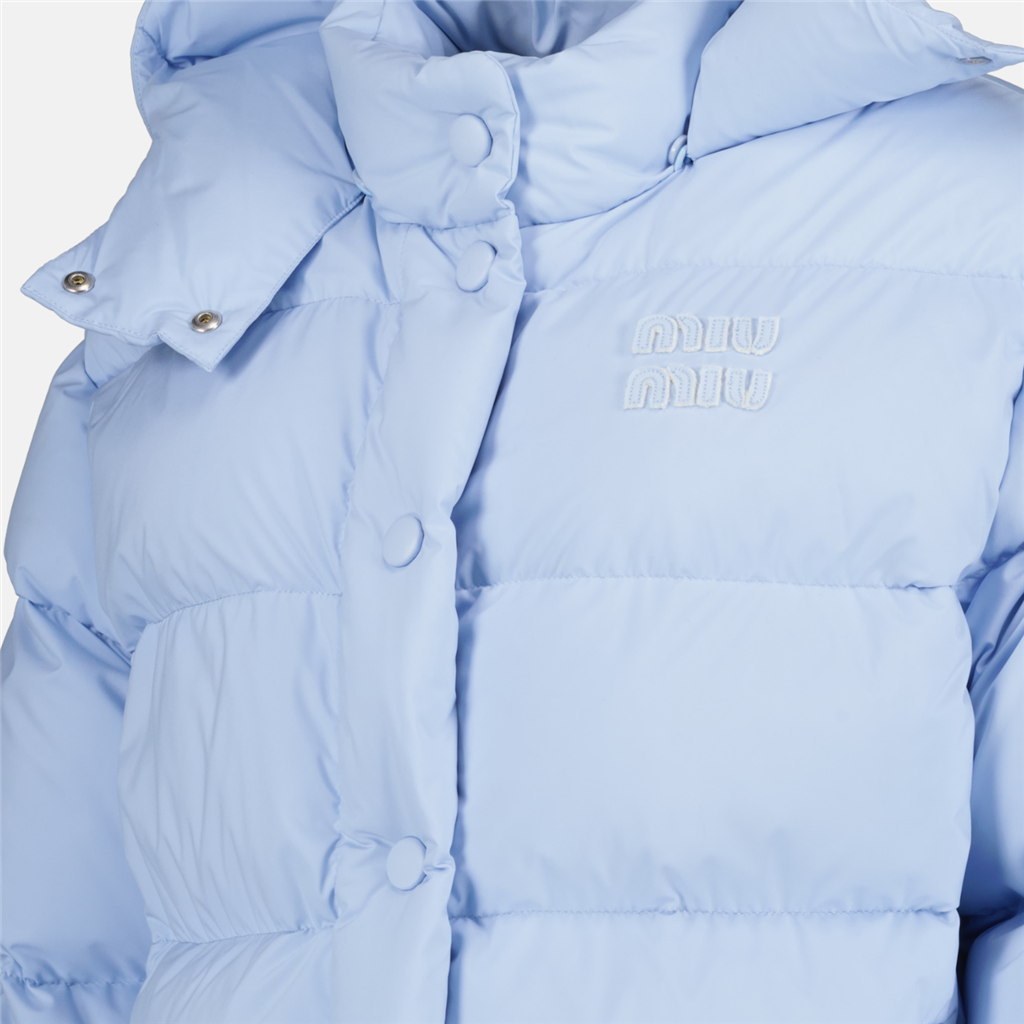コート フード付きダウンジャケット Miu Miu 青 女性