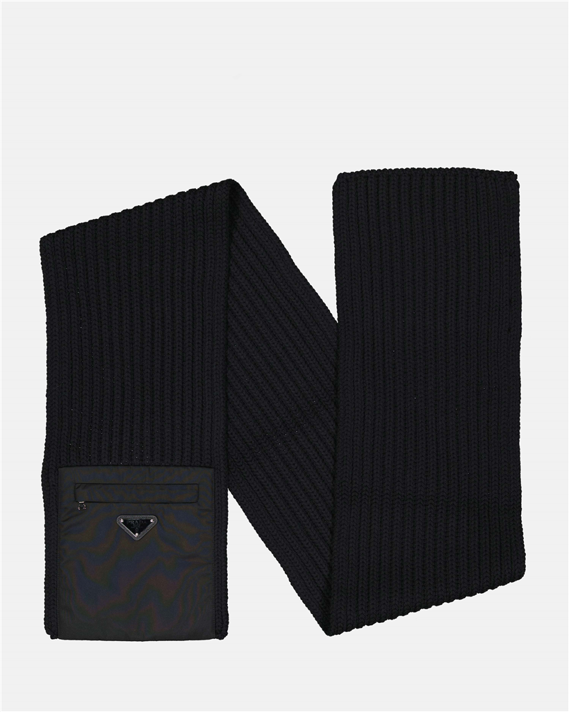 Écharpes, foulards et gants Écharpe à logo triangle Prada Noir Homme