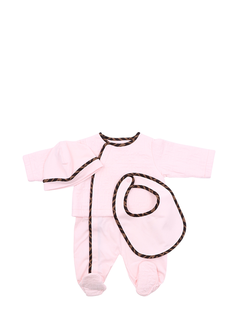 Vêtements Ensemble grenouillère, bonnet et bavoir Fendi Rose Enfants