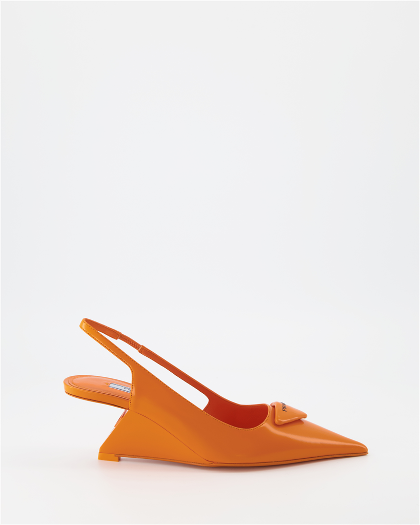 Baskets Escarpins Triangle Prada Orange Femme