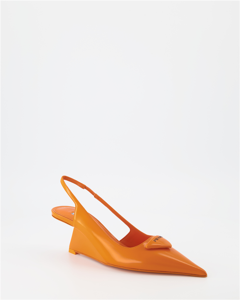 Baskets Escarpins Triangle Prada Orange Femme