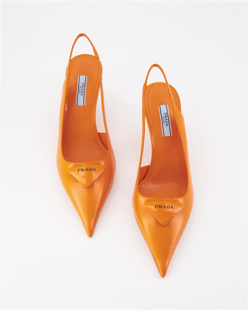 Baskets Escarpins Triangle Prada Orange Femme