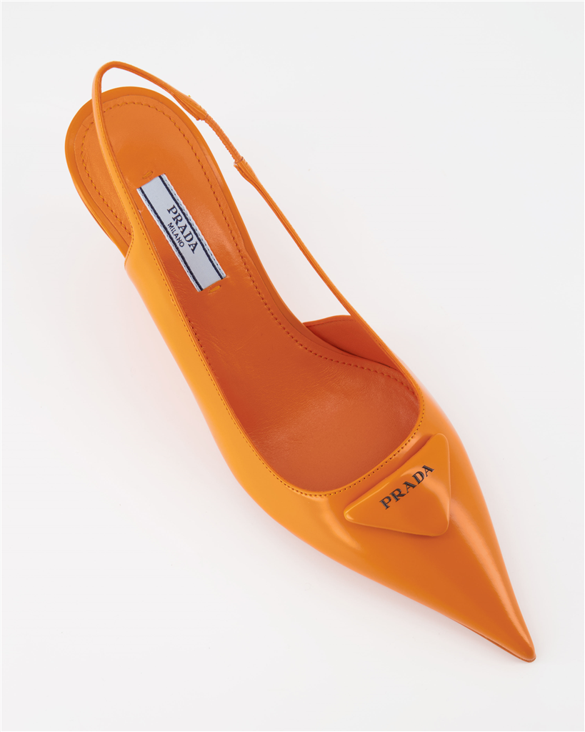 Baskets Escarpins Triangle Prada Orange Femme