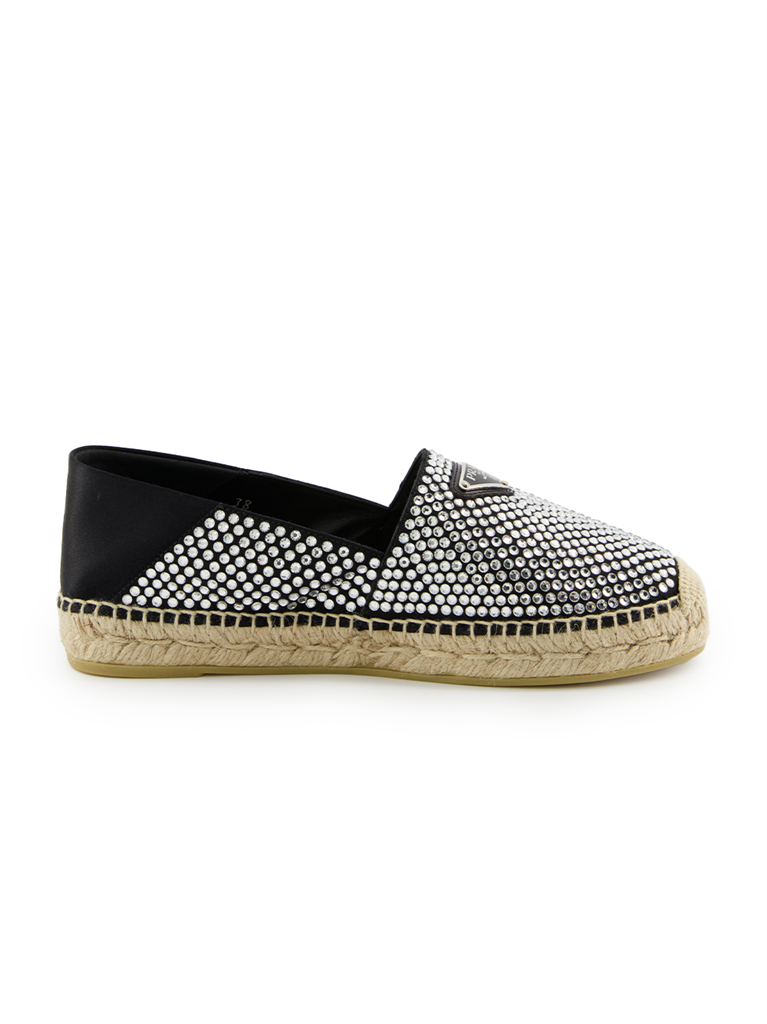 Espadrilles Espadrilles à strass Prada Argenté Femme