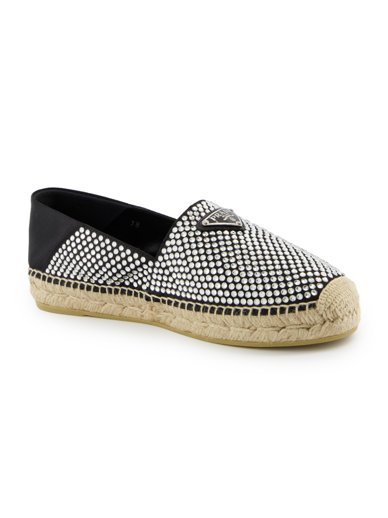 Espadrilles Espadrilles à strass Prada Argenté Femme