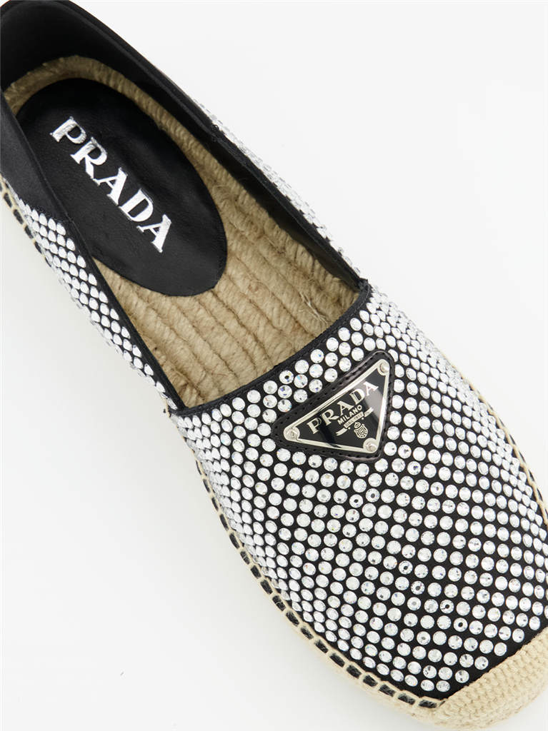 Espadrilles Espadrilles à strass Prada Argenté Femme