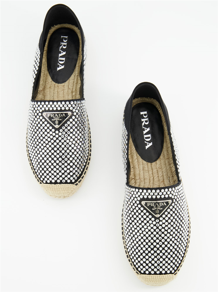 Espadrilles Espadrilles à strass Prada Argenté Femme