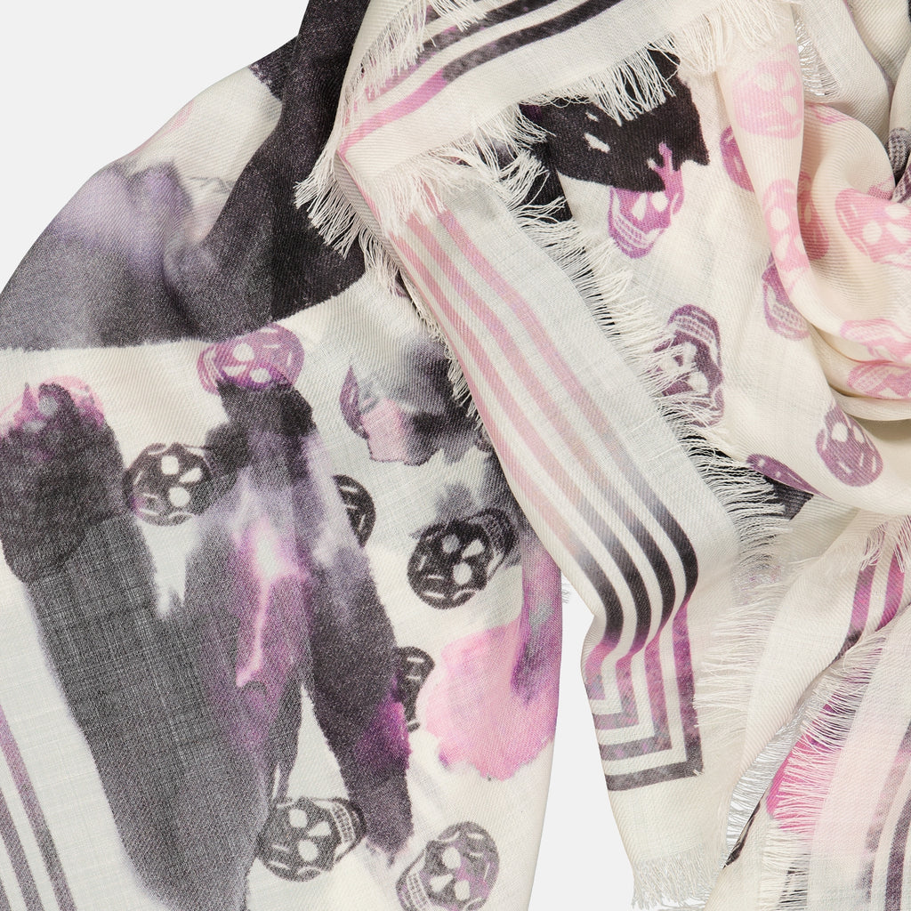 Écharpes, foulards et gants Foulard Graffiti Biker Alexander McQueen Rose Femme