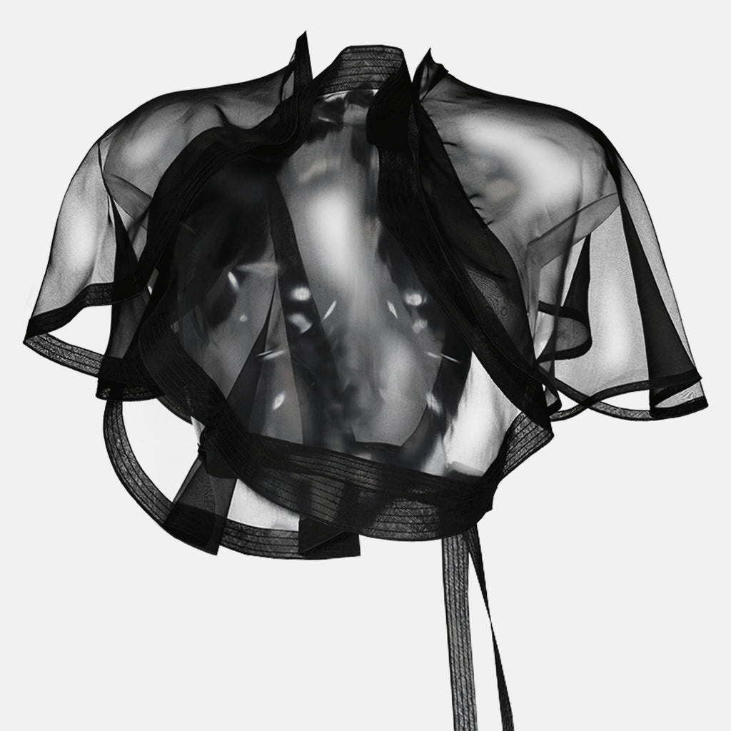 Haut crop en soie noire