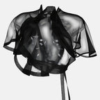 Haut crop en soie noire