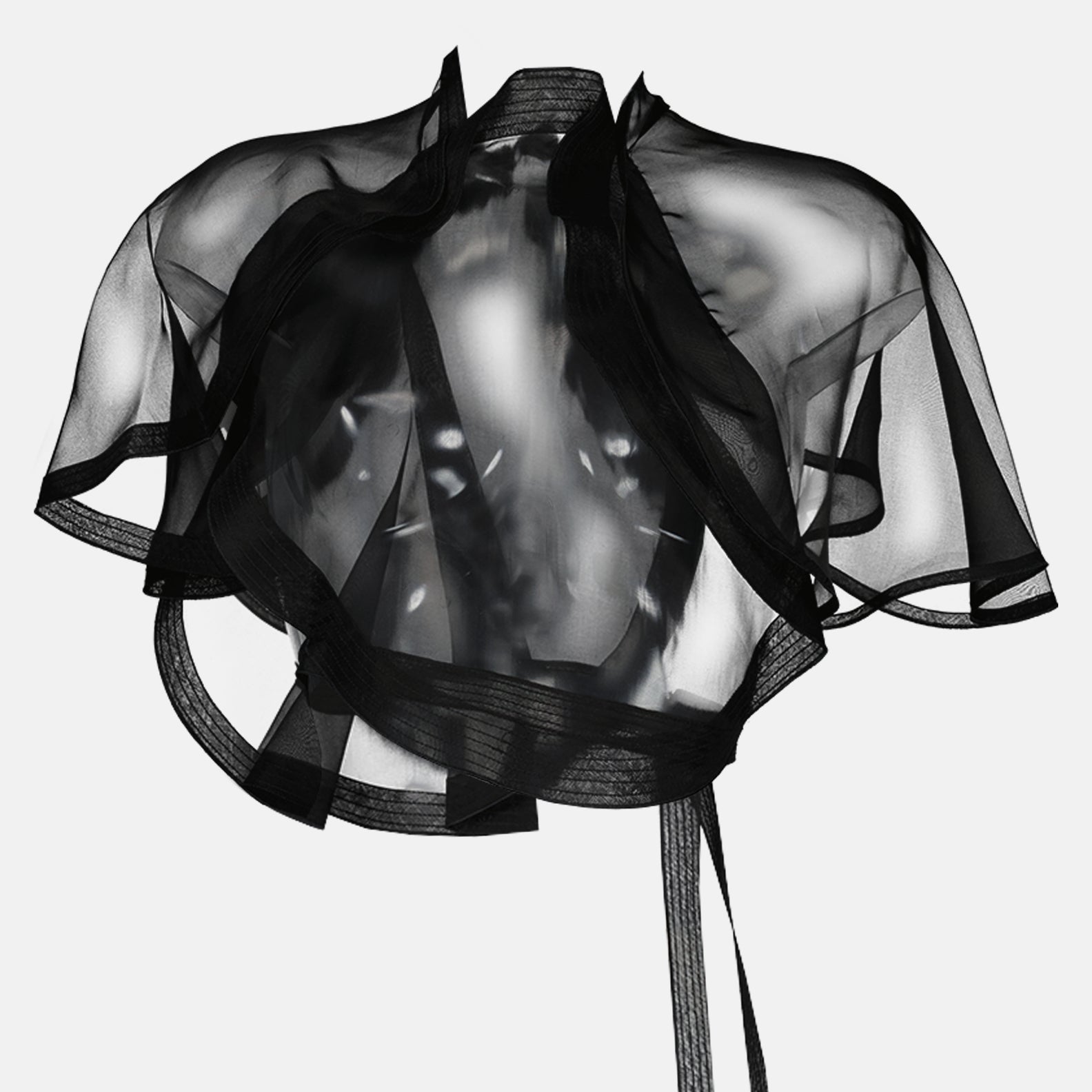 Haut crop en soie noire