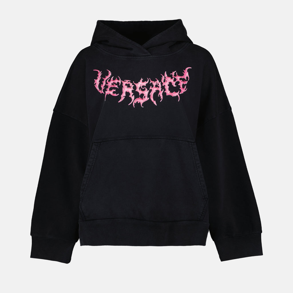 Sweatshirts Hoodie à logo Versace Noir Femme