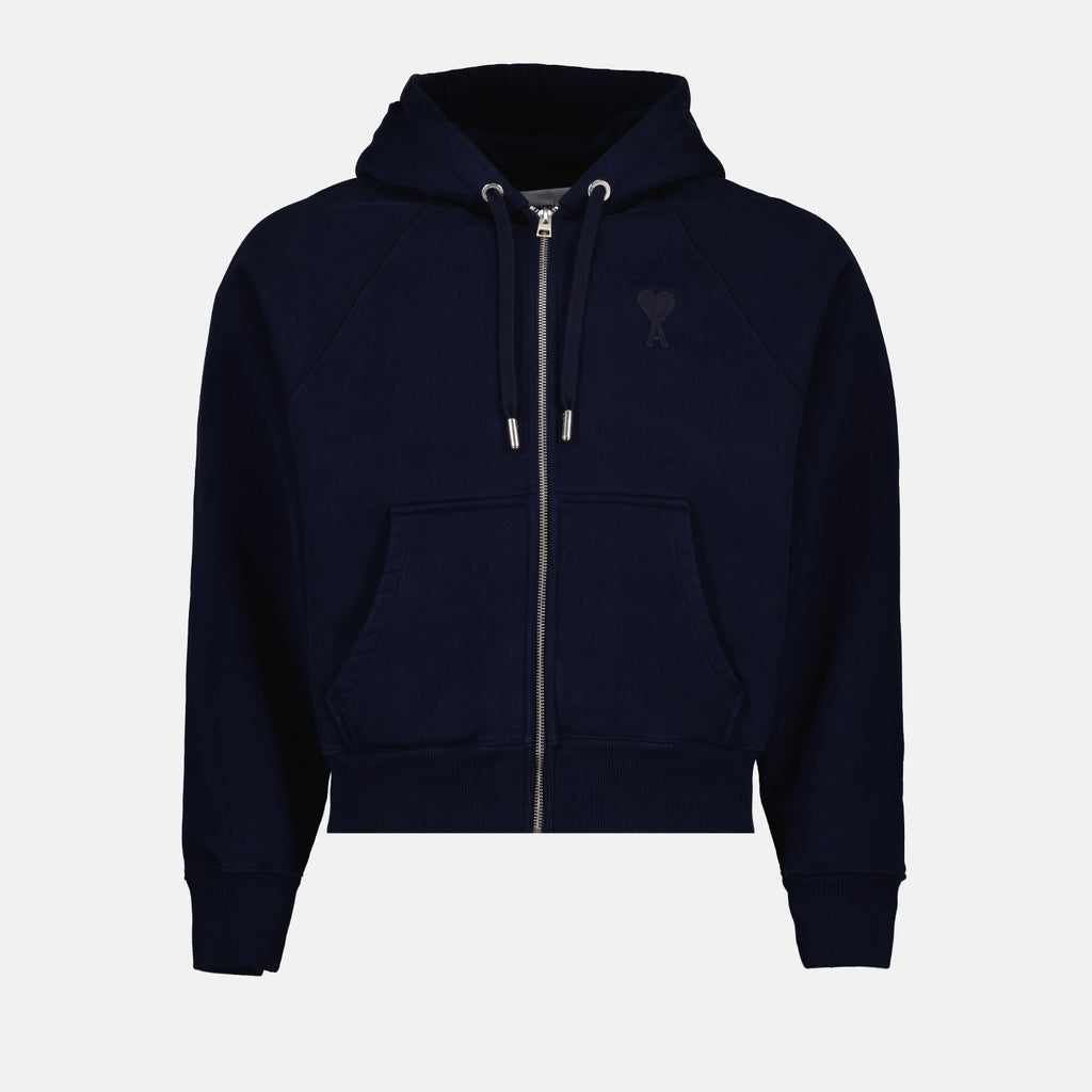 Sweatshirts Hoodie zippé Ami PARIS Bleu Unisexe
