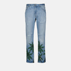 Pantalons Jean Palm Tree Palm Angels Bleu Homme