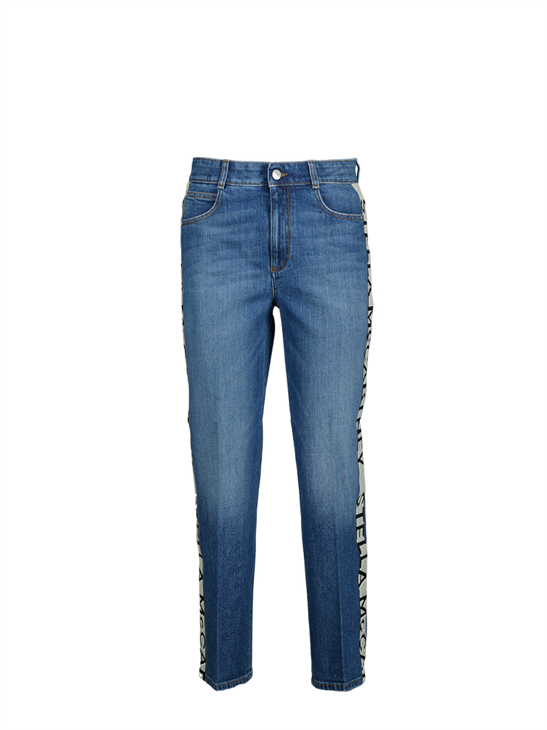 Pantalons Jeans à bande logo Stella McCartney Bleu Femme