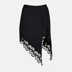 Jupe asymétrique à bords en dentelle