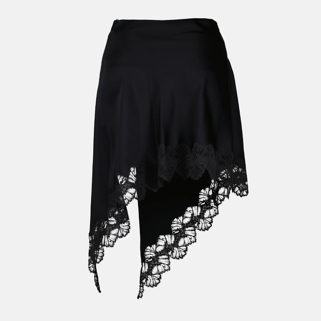 Jupe asymétrique à bords en dentelle
