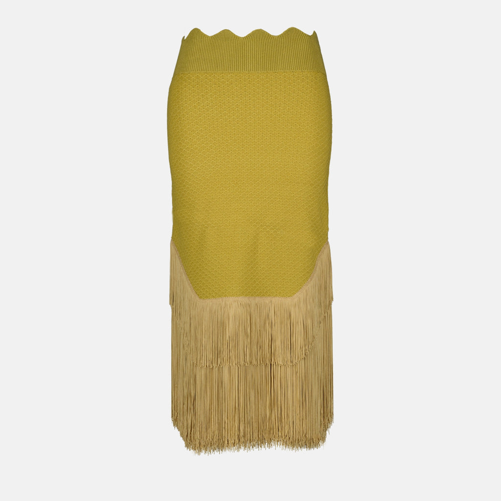 Jupes Jupe maxi à franges Victoria Beckham Kaki Femme