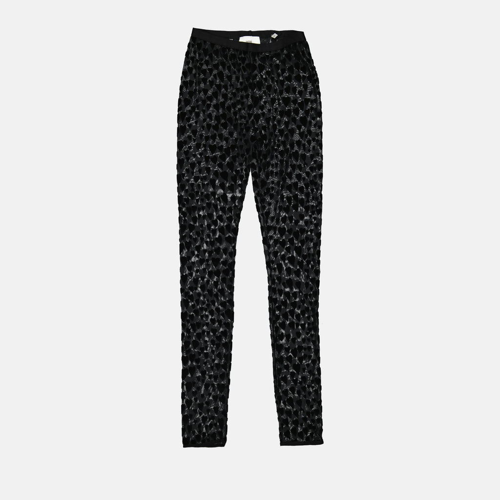 Pantaloni Leggings in Velluto Ami PARIS Nero Donne