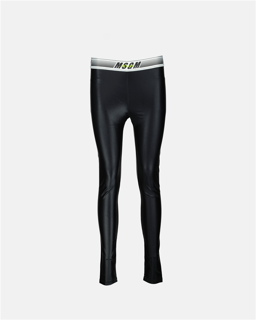 Pantalons Legging à logo MSGM Noir Femme