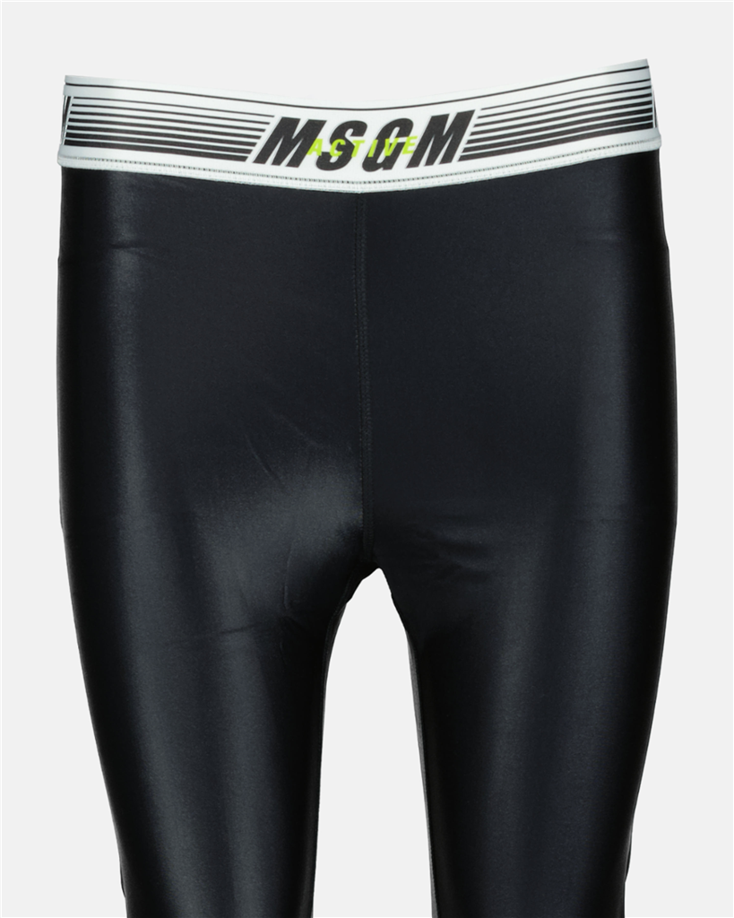 Pantalons Legging à logo MSGM Noir Femme