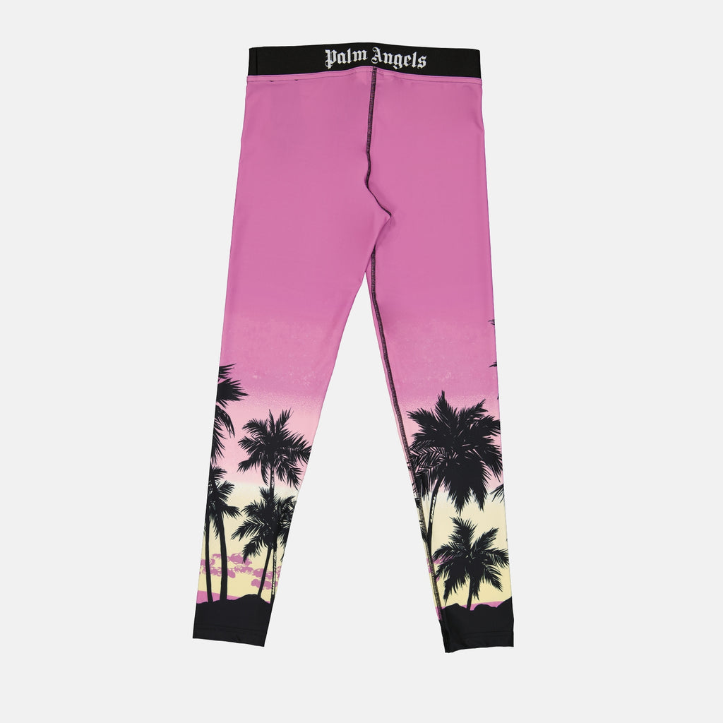 Pantaloni Legging Sunset logo Palm Angels Viola Femme