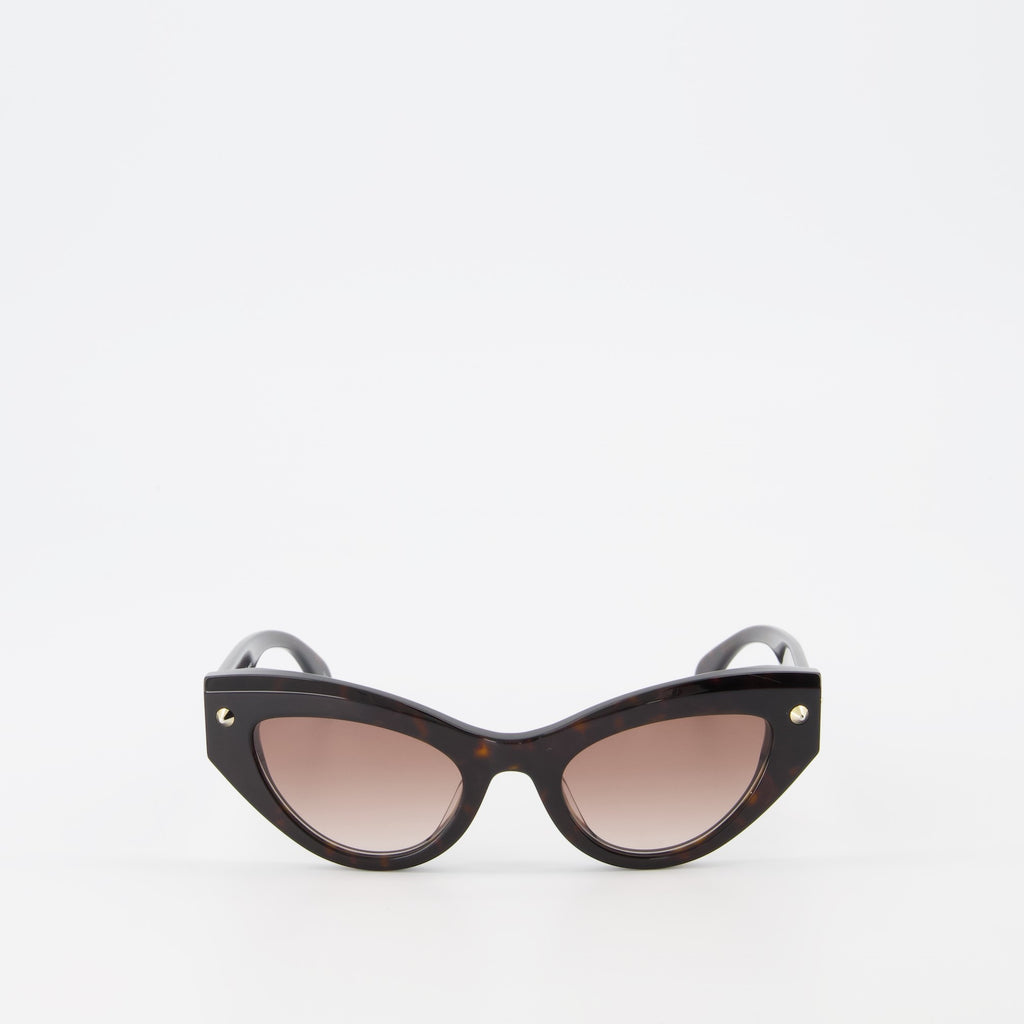 Lunettes Lunettes de soleil œil de chat cloutée Alexander McQueen Marron Femme